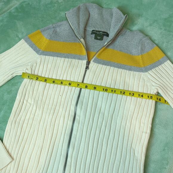Eddie Bauer full zip 100% Cotton Women's Ribbed Sweater Size Medium - Picture 4 of 7